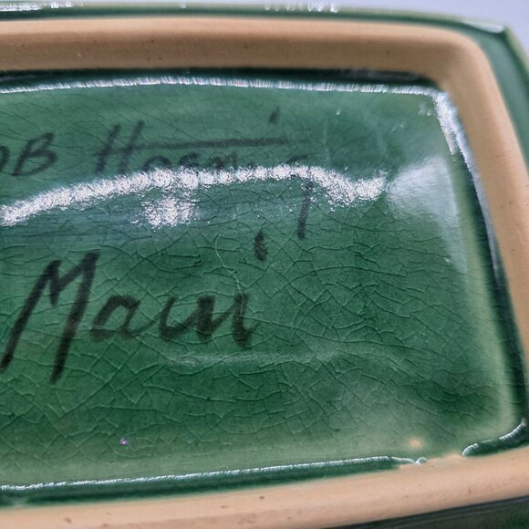 Hoening Maui Ceramic Fish Motif Sushi Platter & Soy Sauce Bowl Palm Trees - Picture 3 of 7